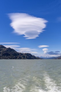 Boat trip, glacial lake, cloud, UFO, Lago Grey, Torres del Paine National Park, Parque Nacional