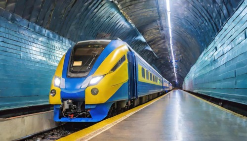 AI generated, A modern train in the tunnel, LeShuttle, Eurotunnel, France-London