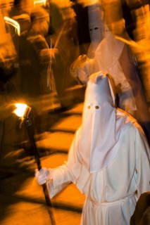 Penitents, Nazarenos, Semana Santa, Procession, Good Friday, Pollenca, Majorca, Balearic Islands,