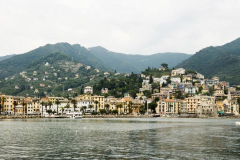 Village with colourful houses by the sea, Rapallo, Italian Riviera, Liguria, Italy, Europe