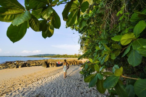 Walk at the beach landscape at Silent beach in Khao lak, beach, sandy beach, panorama, beach