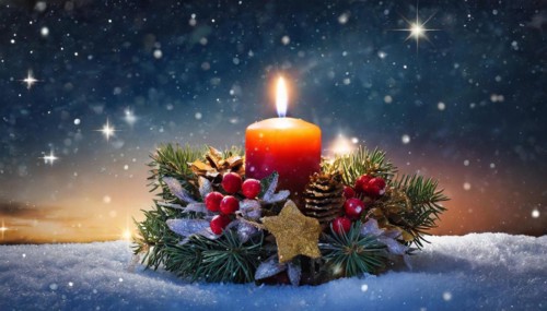 Ai generated, Advent wreath with burning candles, Christmas time, Christmas decoration, First