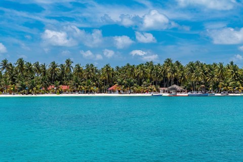 Tourist resort on Bangaram island, Lakshadweep archipelago, Union territory of India
