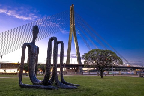 Riga. Vansu, bridge, cable-stayed bridge over the Dauga, Riga, Latvia, Europe