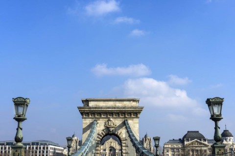 The Chain Bridge over the Danube, suspension bridge, building, politics, history, city trip, blue