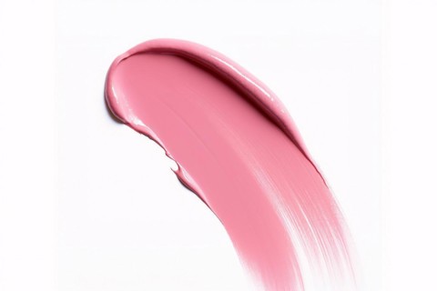 Pink lipstick makeup color swatch on white background. KI generiert, generiert AI generated