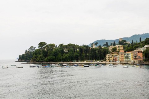 Village with colourful houses by the sea, San Michele di Pagana, Rapallo, Italian Riviera, Liguria,
