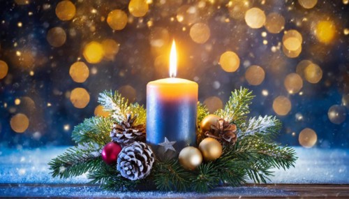 Ai generated, Advent wreath with burning candles, Christmas time, Christmas decoration, 1st Advent,