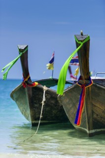Longtail boat, fishing boat, wooden boat, boat, decorated, tradition, traditional, faith, cloth,