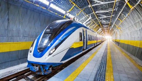 AI generated, A modern train in the tunnel, LeShuttle, Eurotunnel, France-London