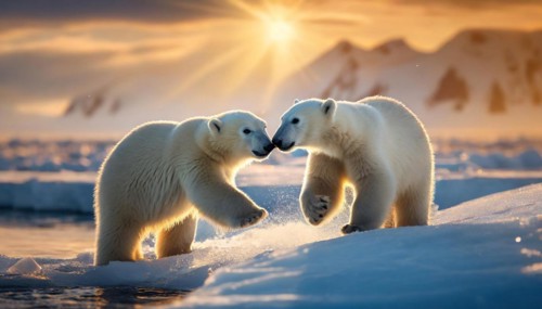 AI generated, Two polar bear (Ursus maritimus), Polar bear, Polar bear