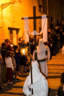 Penitents, Nazarenos, Semana Santa, Procession, Good Friday, Pollenca, Majorca, Balearic Islands,