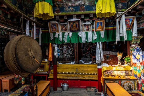 Tibetan buddhist monastery in the remote Tetang village, Kingdom of Mustang, Nepal, Asia