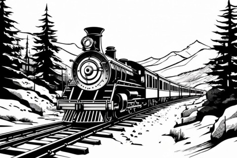 Illustration painting cog railway, AI generated