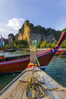 Longtail boat for transporting tourists, water taxi, taxi boat, ferry, ferry boat, fishing boat,