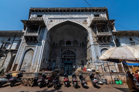 Gate to the Bhadra Fort, Unesco site, Ahmedabad, Gujarat, India, Asia