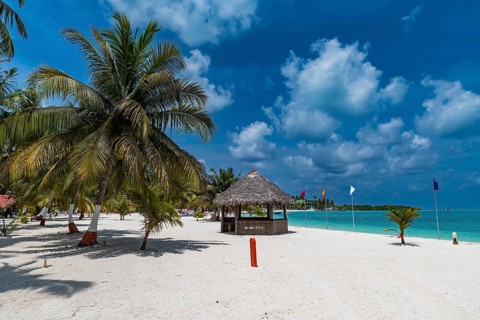 White sand beach on Bangaram island, Lakshadweep archipelago, Union territory of India