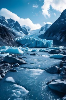 Glacial melt captures climate change impact, AI generated