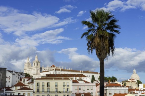 View of the Alfama, city view, tourism, travel, city trip, urban, building, historic, old town,