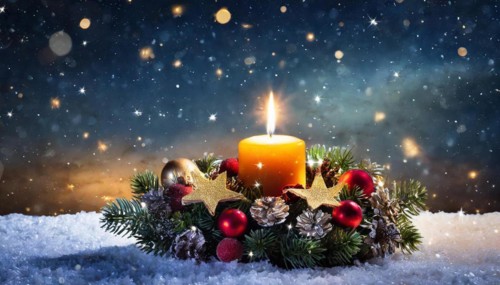 Ai generated, Advent wreath with burning candles, Christmas time, Christmas decoration, First