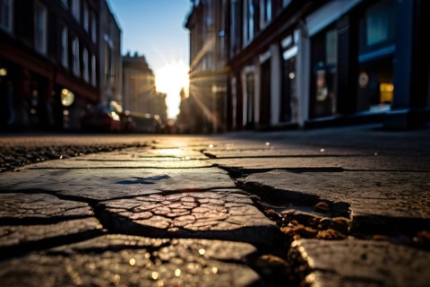 Candid street uneven cracked pavement, AI generated