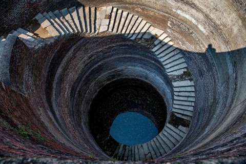 Helical Stepwell, Unesco site Champaner-Pavagadh Archaeological Park, Gujarat, India, Asia