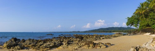 Rocky beach landscape at Silent beach in Khao lak, beach, sandy beach, panorama, beach panorama,