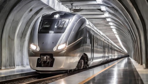 AI generated, A modern train in the tunnel, LeShuttle, Eurotunnel, France-London