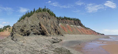 Cliffs, red sandstone, Five Islands Provincial Park, Fundy Bay, Nova Scotia, Canada, North America