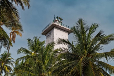 Lighthouse on Tinnakara island, Lakshadweep archipelago, Union territory of India