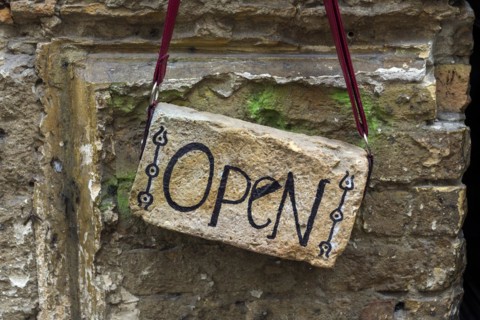 Sign at entrance, open, open, welcome, board, writing, word, shopping, business hours, opening