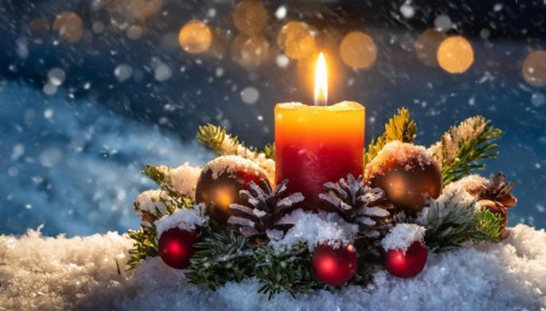 Ai generated, Advent wreath with burning candles, Christmas time, Christmas decoration, First