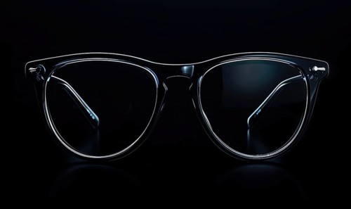 Clear eyeglasses with a subtle blue tint presenting a clean and simple design AI generated