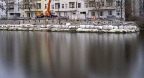Long exposure, the Spree at Charlottenburger Ufer, Berlin, Germany, Europe