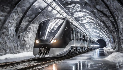 AI generated, A modern train in the tunnel, LeShuttle, Eurotunnel, France-London