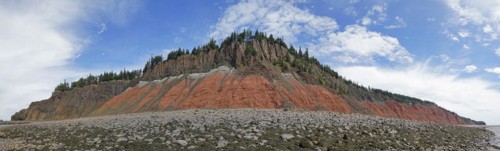 Panorama, cliffs, red sandstone, Five Islands Provincial Park, Fundy Bay, Nova Scotia, Canada,