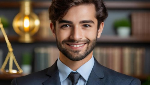 AI generated, An attractive lawyer in his office, 30, 35, years, bearded man