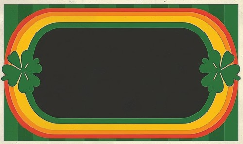 Retro-style image with a colorful rainbow and clovers on a vintage blackboard AI generated