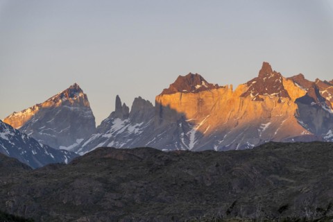 Sunset at Lago Grey, Torres del Paine National Park, Parque Nacional Torres del Paine, Cordillera