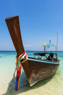 Longtail boat, fishing boat, wooden boat, boat, decorated, tradition, traditional, faith, cloth,