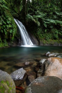 Pure nature, a waterfall with a pool in the forest. The Ecrevisses waterfalls, Cascade aux