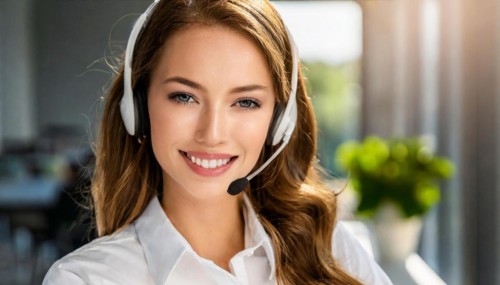 AI generated, An attractive woman works as a call centre agent