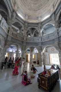 Marble build Dharamshala Manilaxmi Tirth Jain temple, Gujarat, India, Asia