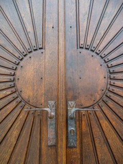 Detail of the church door, Roman Catholic parish church of St Nicholas, Stubenberg am See, Eastern