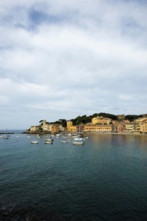 Village with beach and colourful houses by the sea, Baia del Silenzio, Sestri Levante, Province of