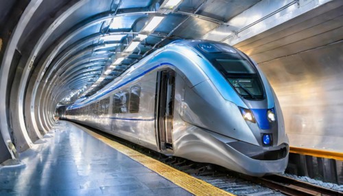 AI generated, A modern train in the tunnel, LeShuttle, Eurotunnel, France-London