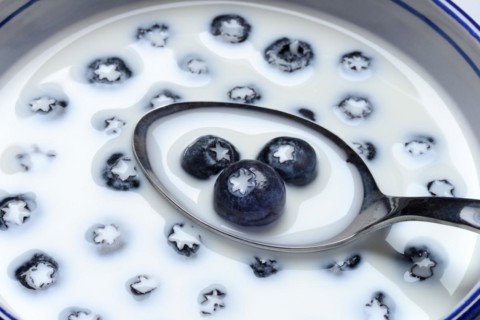 Blueberries with milk in skin