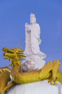 Buddhist temple, evening light, religion, Buddhism, world religion, statue, sculpture, worship,