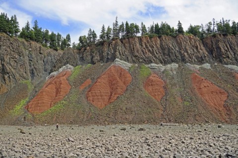 Cliffs, red sandstone, Five Islands Provincial Park, Fundy Bay, Nova Scotia, Canada, North America