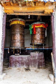 Praying wheels, in Lo-Manthang village, Kingdom of Mustang, Nepal, Asia